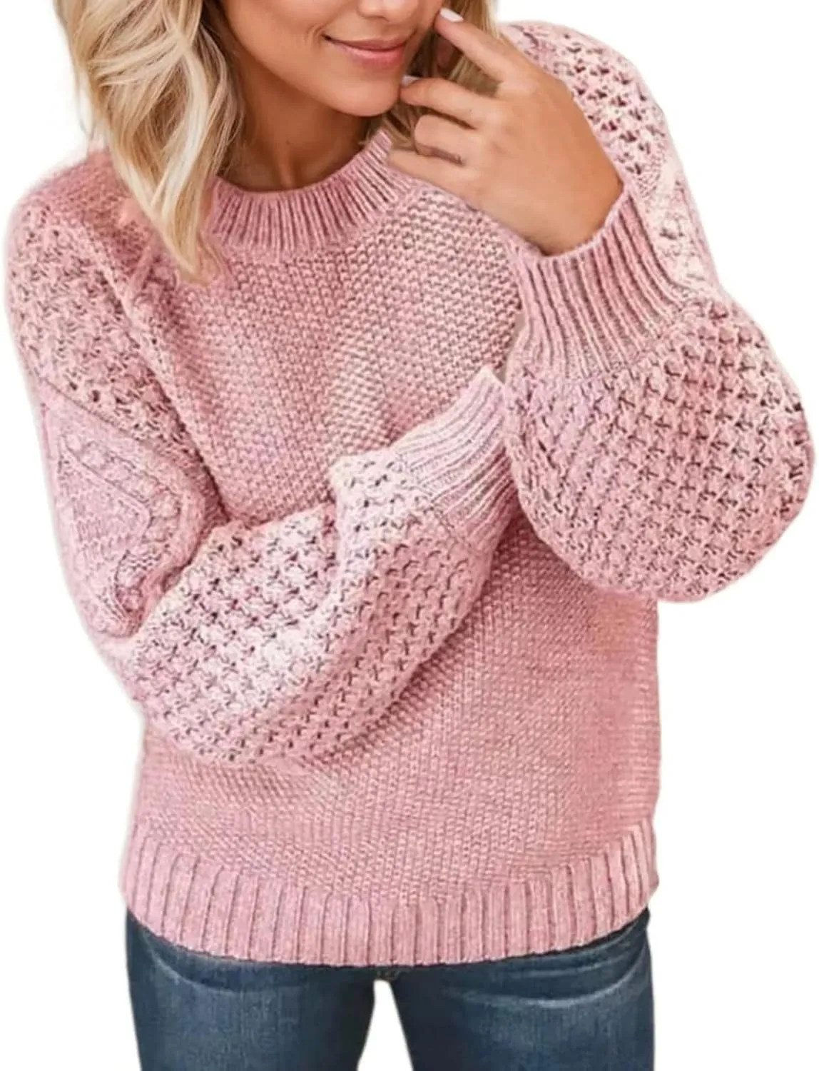 2024 Women's Pullover Autumn and Winter Solid Color Girls Daily Casual Fashion Knit Long Sleeve Sweater