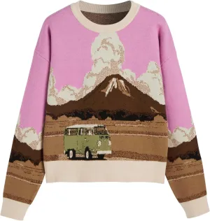 CIDER Women’s Graphic Sweaters Crew Neck Long Sleeve Cute Patterned Pullover Preppy Sweater Tops