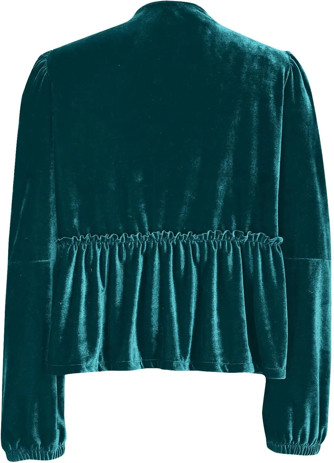 Elegant Tops for Women Trendy 2025 Long Sleeve Bow Tie Front Crop Velvet Shirts Cute Y2K Cloth Peplum Babydoll Blouse