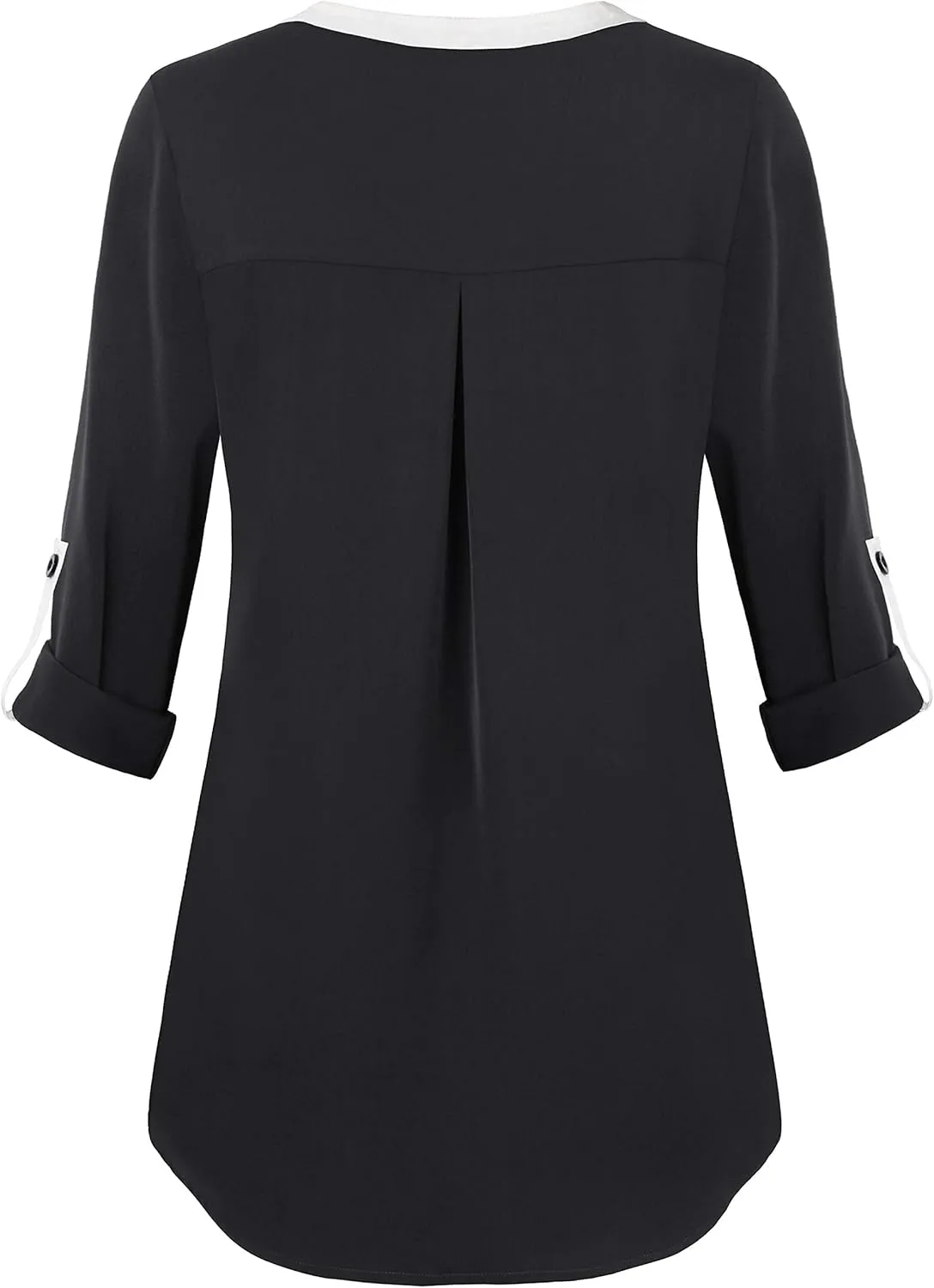 Gaharu Women's Casaul 3/4 Sleeve Shirts Tops V Neck Chiffon Blouses