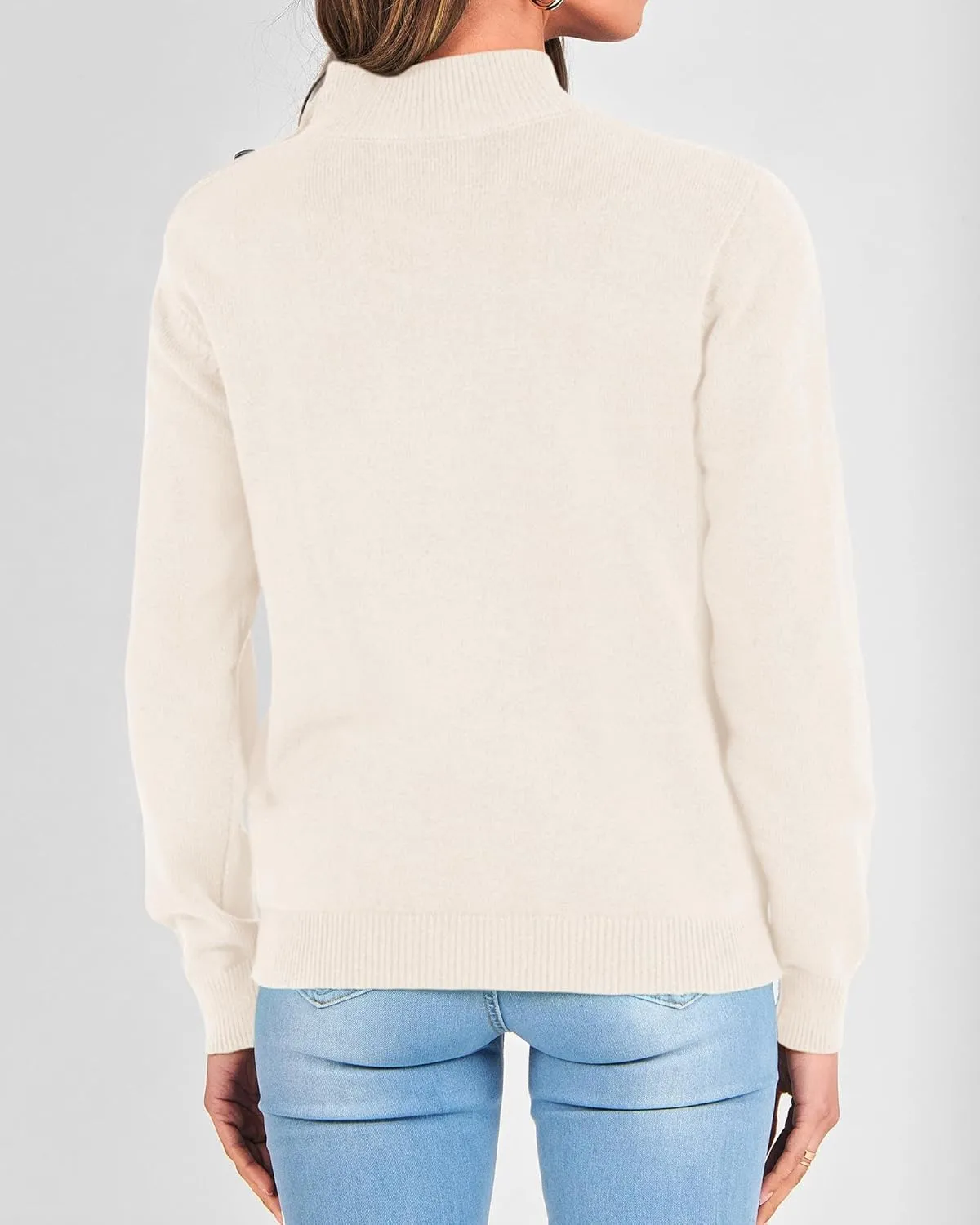 KIRUNDO Women's 2025 Fall Winter Long Sleeve Knit Sweater Turtleneck Striped Loose Pullover Tops Deco with Metal Buttons