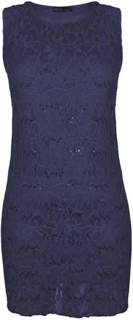 Ladies Womens Plus Size Lace Sequin Party Peplum Top or Dress Sizes 10-24