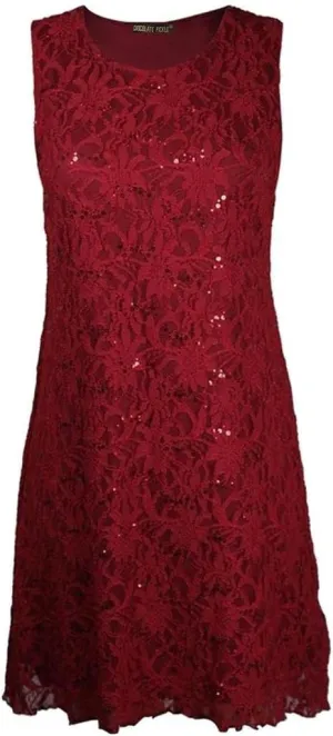 Ladies Womens Plus Size Lace Sequin Party Peplum Top or Dress Sizes 10-24
