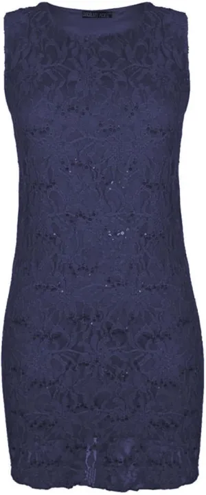 Ladies Womens Plus Size Lace Sequin Party Peplum Top or Dress Sizes 10-24
