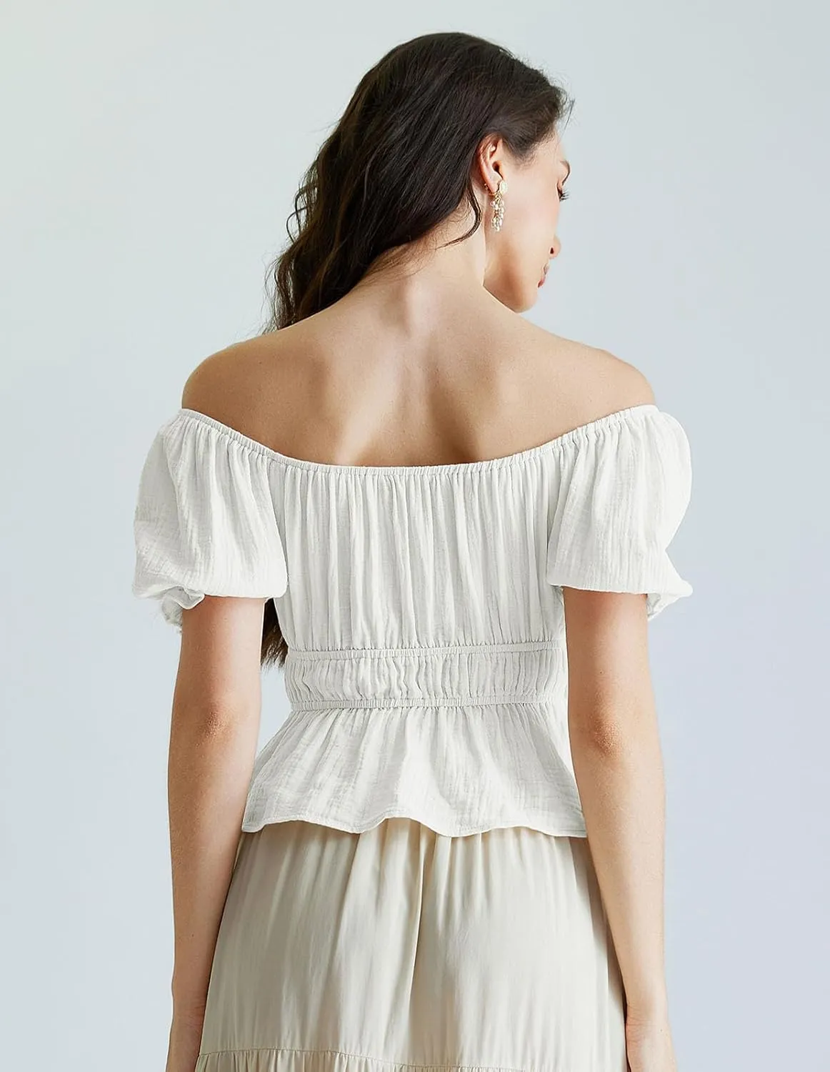 Scarlet Darkness Women Tie Front Tops Renaissance Puff Sleeve Blouse Peasant Peplum Shirts