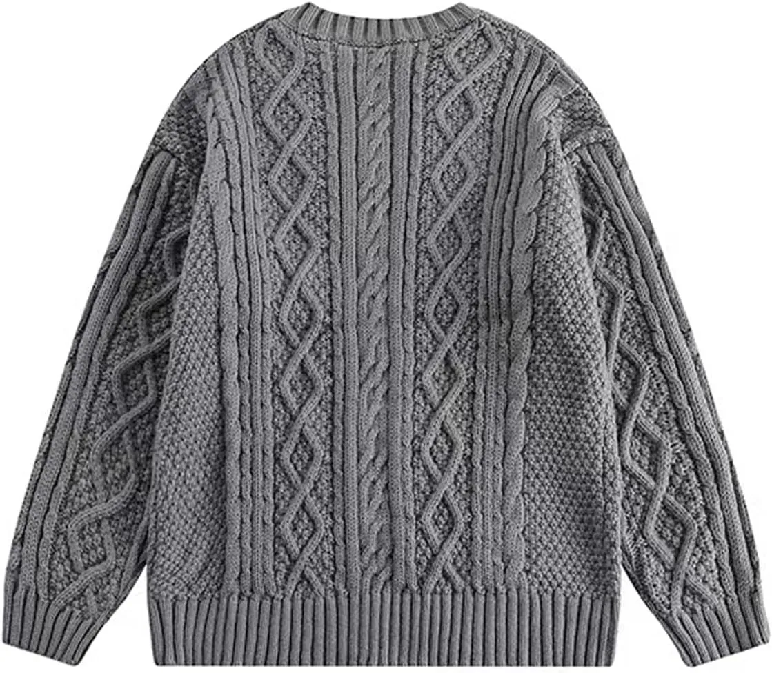 Vamtac Cable Knit Sweater Women Oversized Knitted Fall Long Sleeve Beige Pullover Chunky Sweaters for Men