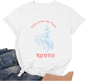 Western Cowgirl Shirts for Women Rodeo Cowboy Graphic Tees Oversized Vintage Country T Shirts Casual Pullover Tops