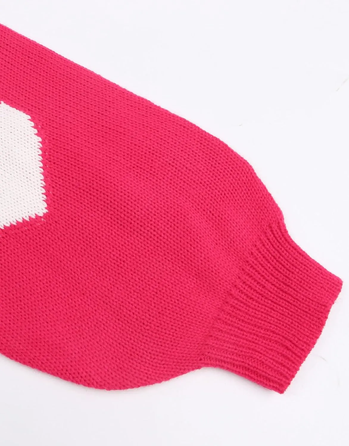 Women's Pullover Sweaters Long Sleeve Crew Neck Cute Multi-Hearts Knitted Casual Sweater